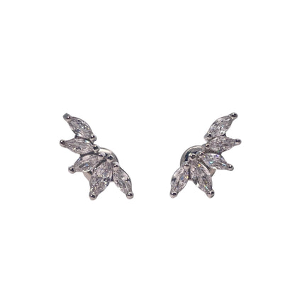 Warm Fortune 18K Gold Plated Leaf Cubic Zirconia Stud Earrings for Women Hypoallergenic - Valentine's Day, Mother's Day, Birthday Gift for Her
