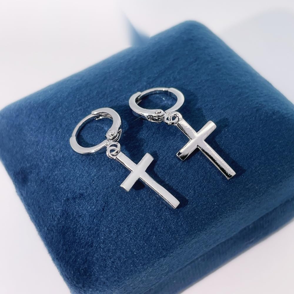 Warm Fortune 18K Gold Plated Cross Cubic Zirconia Drop Earrings for Women Hypoallergenic - Valentine's Day, Mother's Day, Birthday Gift for Her