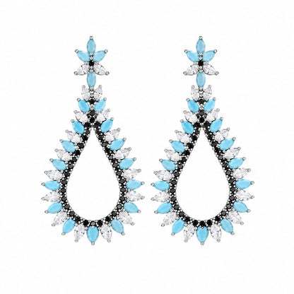 Warm Fortune 18K White Gold Plated CZ Teardrop Dangle Earrings