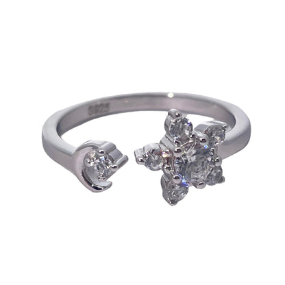 Warm Fortune Cubic Zirconia Engagement Ring for Women, 925 Sterling Silver with 18K White Gold Plated Anniversary Ring, Gift for Her Promise Ring,Adjustable