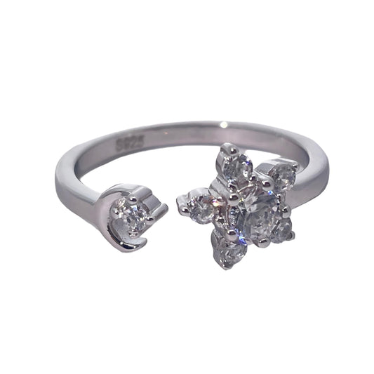 Warm Fortune Cubic Zirconia Engagement Ring for Women, 925 Sterling Silver with 18K White Gold Plated Anniversary Ring, Gift for Her Promise Ring,Adjustable