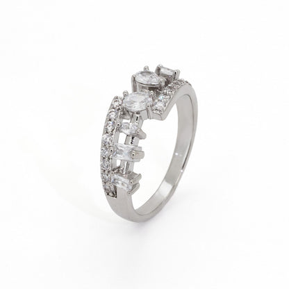 Warm Fortune Open Shank Mixed Shape Cubic Zirconia Ring for Women,18K Gold Plated Multi-cut CZ Casual Statement Jewelry