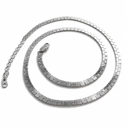 Warm Fortune 18K White Gold Plated Flat Herringbone Chain Necklace