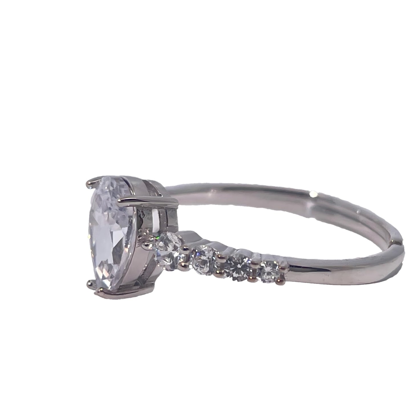 Warm Fortune Cubic Zirconia Engagement Ring for Women, 925 Sterling Silver with 18K White Gold Plated Anniversary Ring, Gift for Her Promise Ring,Adjustable
