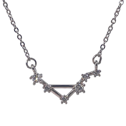 Warm Fortune Zodiac Pendant Necklace for Women,Cubic Zirconia,18K Gold Plated Sterling Silver, 18 inch + 2inch Chain