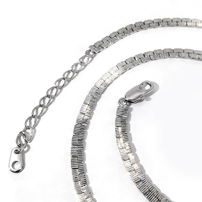 Warm Fortune 18K White Gold Plated Flat Herringbone Chain Necklace