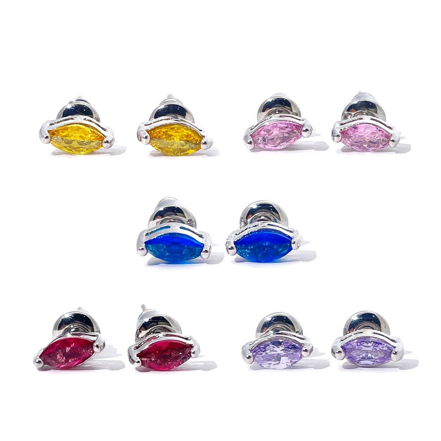 Warm Fortune 18K Gold Plated Marquise Cubic Zirconia Stud Earrings for Women Hypoallergenic - Valentine's Day, Mother's Day, Birthday Gift for Her