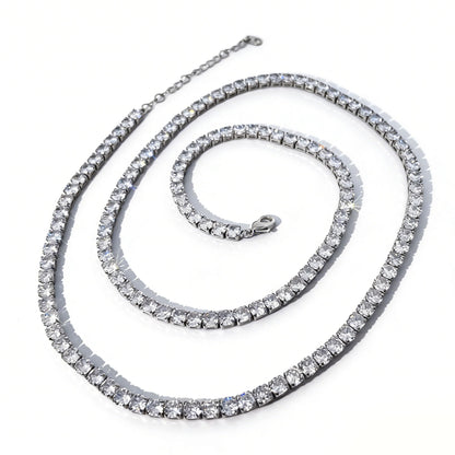 Warm Fortune Tennis Chain Necklace for Women: 18K Gold Plated, Adjustable Chain (18"+2") with Sparkling CZ | A Dazzling Statement for Glamorous Events