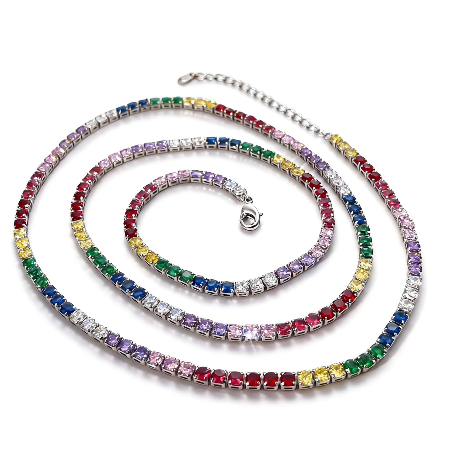 Warm Fortune 18K White Gold Plated Round CZ Tennis Necklace