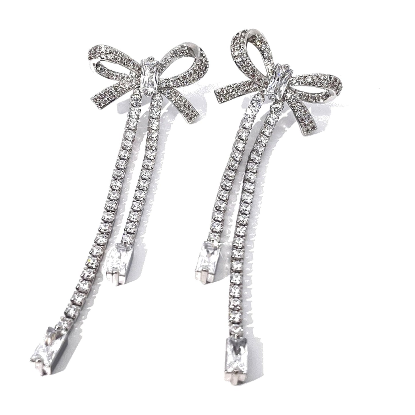 Warm Fortune 18K Gold Plated Bow Cubic Zirconia Drop Earrings for Women Hypoallergenic - Valentine's Day, Mother's Day, Birthday Gift for Her