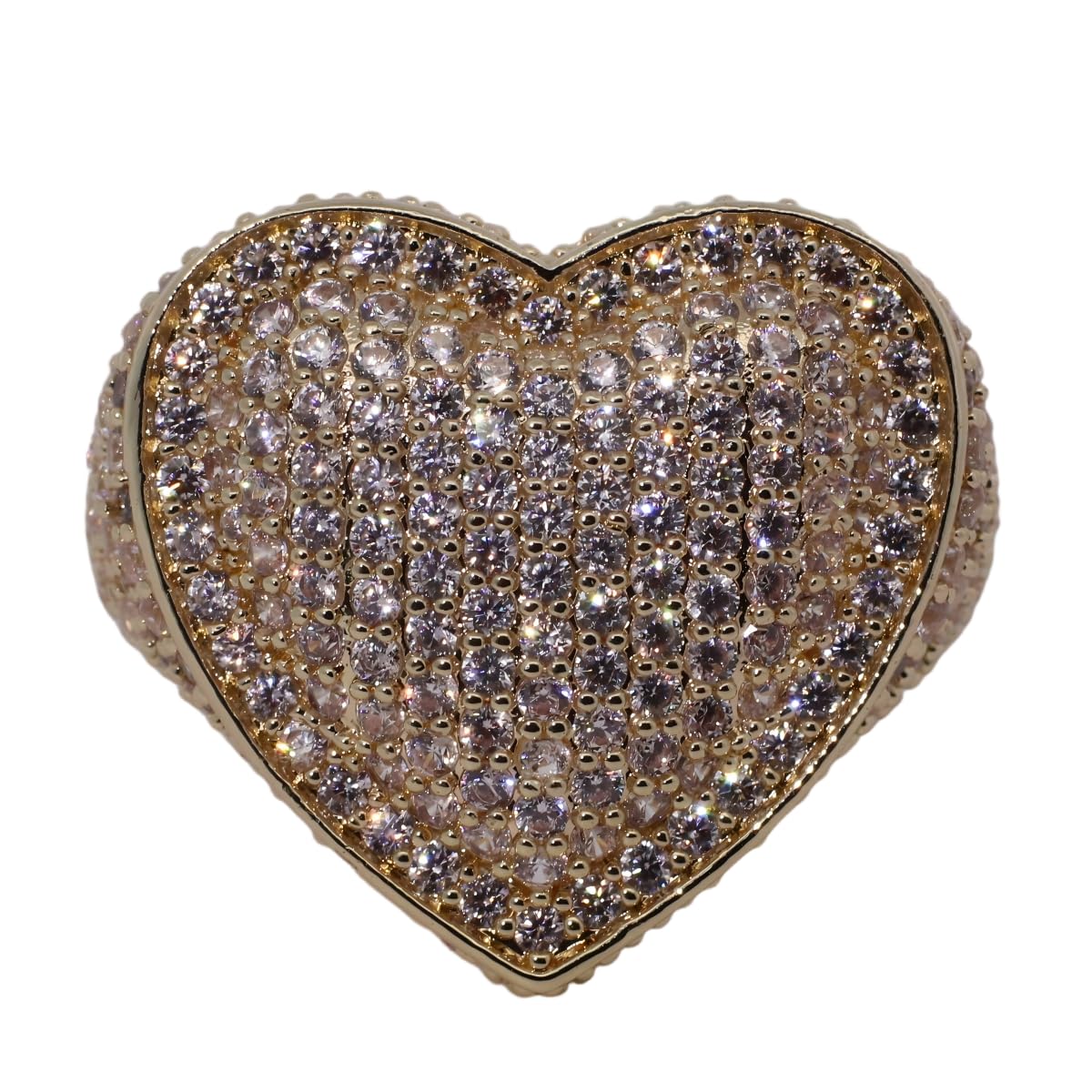 Warm Fortune Gold Plated Cubic Zirconia Band Ring, Hip Hop Street Style For Man or Women Fashion Jewelry