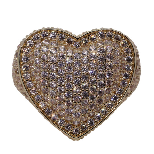 Warm Fortune Gold Plated Cubic Zirconia Band Ring, Hip Hop Street Style For Man or Women Fashion Jewelry