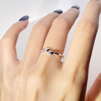 Warm Fortune Double Heart Promise Ring for Her - 18K Gold Plated Cubic Zirconia, Stackable Gift Valentine's Day, Fashion & Daily Elegant Wear, Adjustable