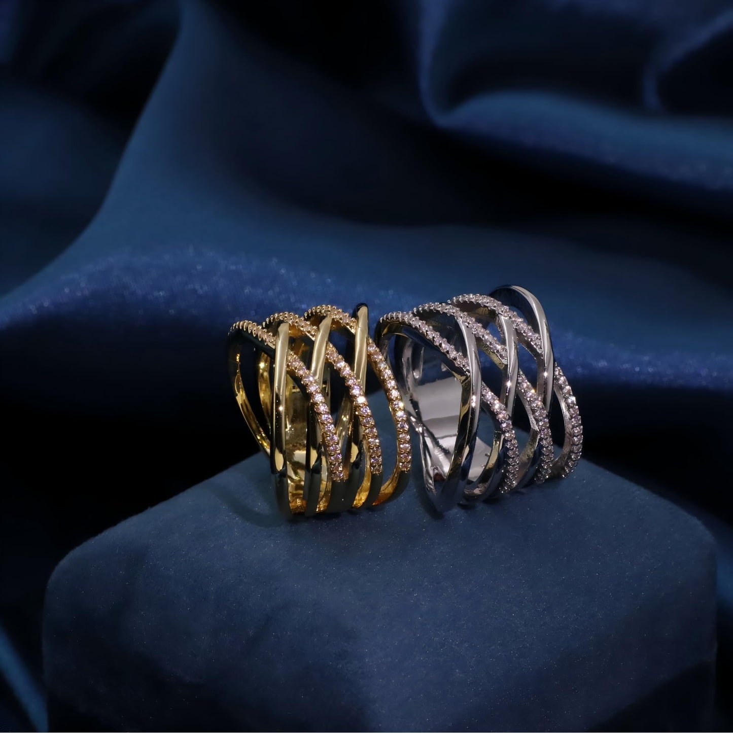 Warm Fortune Gold Plated Cubic Zirconia Band Ring, Hip Hop Street Style For Man or Women Fashion Jewelry