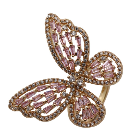 Warm Fortune Gold Plated Cubic Zirconia Band Ring, Hip Hop Street Style For Man or Women Fashion Jewelry