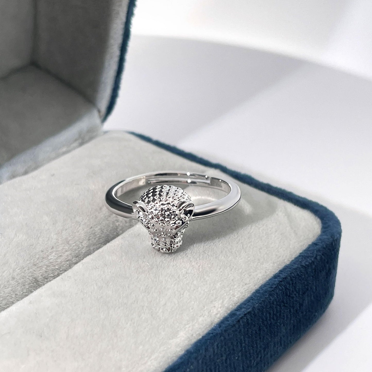 Warm Fortune Leopard Head Promise Ring for Her - 18K Gold Plated Cubic Zirconia, Stackable Gift Valentine's Day, Fashion & Daily Elegant Wear, Adjustable