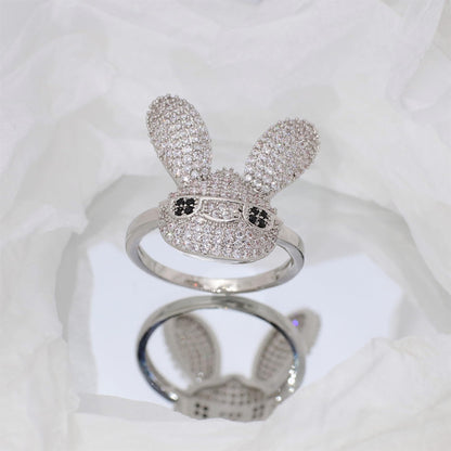 Warm Fortune Cool Rabbit Shaped Promise Ring for Her - 18K Gold Plated Cubic Zirconia, Stackable Gift Valentine's Day, Fashion & Daily Elegant Wear, Size 6-9