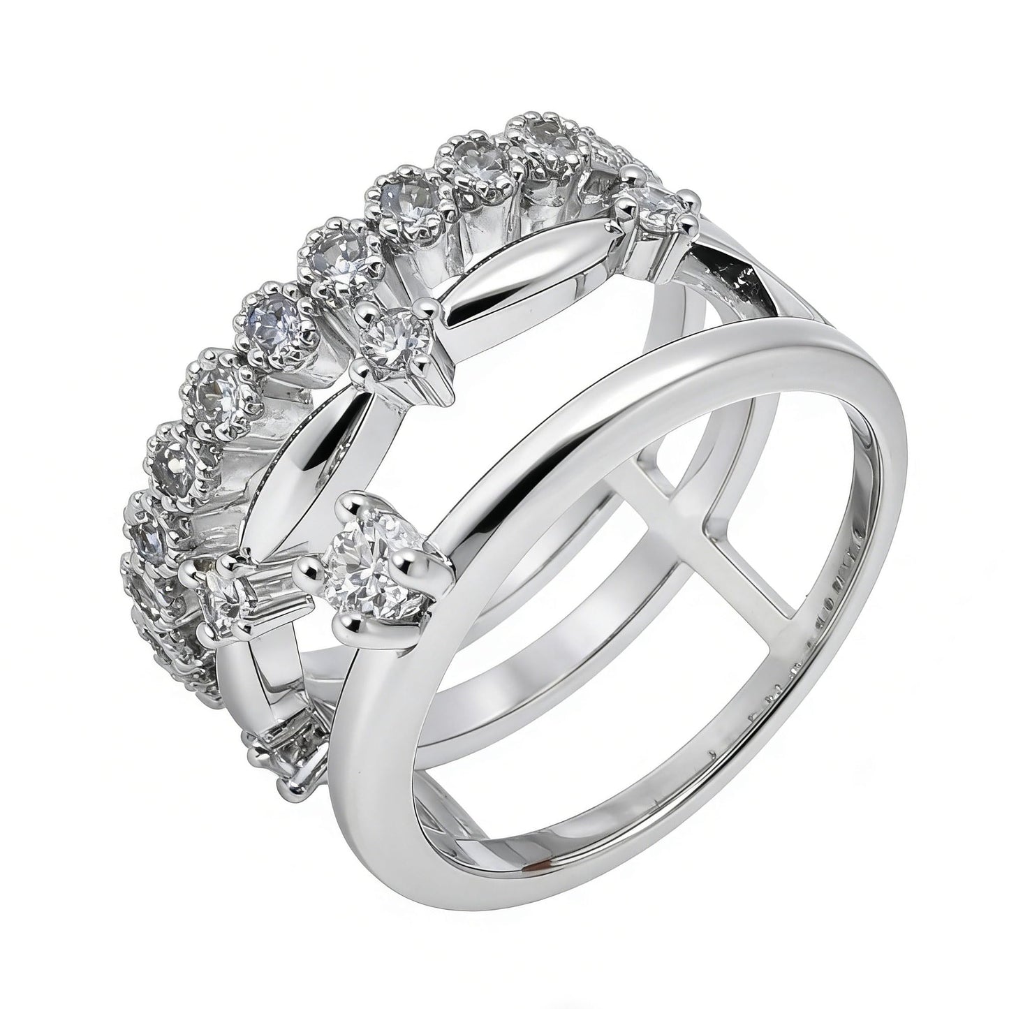 Warm Fortune Layered Eternity Ring Set for Her - 18K Gold Plated Cubic Zirconia, Stackable Promise Jewelry for Women, Adjustable