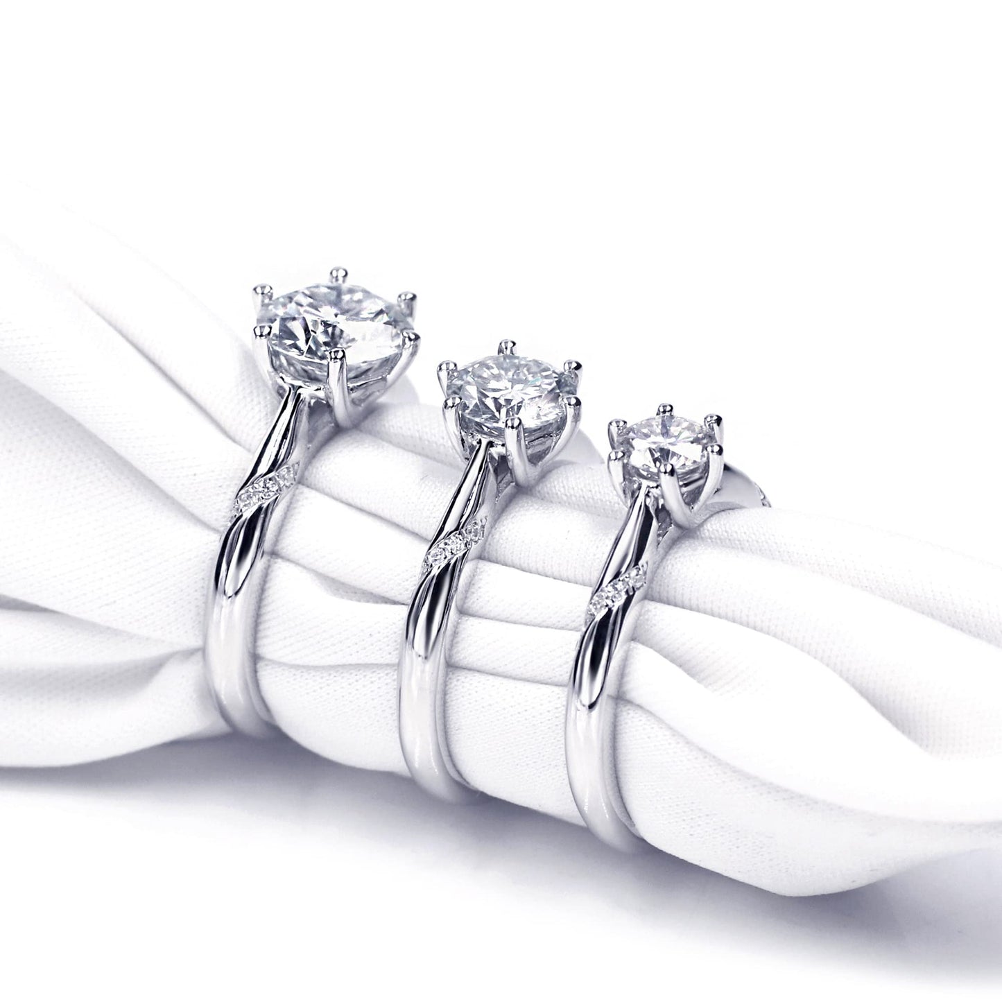 Warm Fortune Moissanite Engagement Ring for Women, 0.5/1.0/2.0ct DE VVS Lab Created,925 Sterling Silver with 18K White Gold Plated Anniversary Ring, Gift for Her Promise Ring, Size 6.5