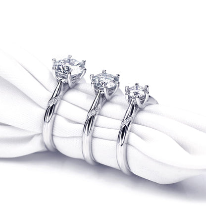 Warm Fortune Moissanite Engagement Ring for Women, 0.5/1.0/2.0ct DE VVS Lab Created,925 Sterling Silver with 18K White Gold Plated Anniversary Ring, Gift for Her Promise Ring, Size 6.5