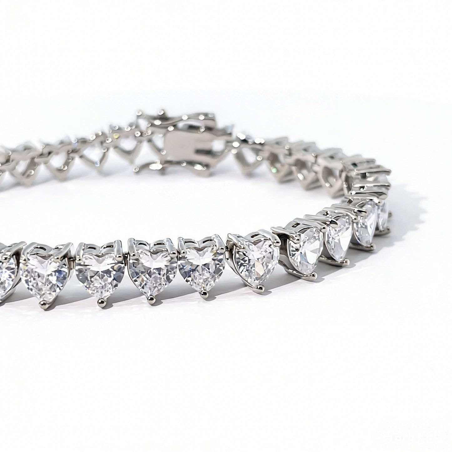 Warm Fortune Pear Stone Tennis Bracelet for Women, White Gold Plated, Clear CZ, 7 Inch, Graduated Pear Stone Design