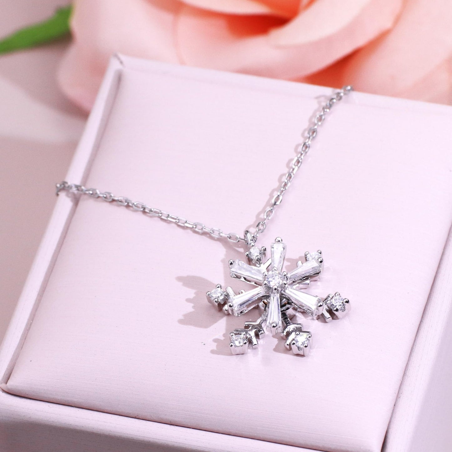 Warm Fortune Moissanite Pendant Necklace for Women, 0.5/1.0 ct DE VVS, 18K White Gold Plated Sterling Silver, 16 inch + 2inch Chain