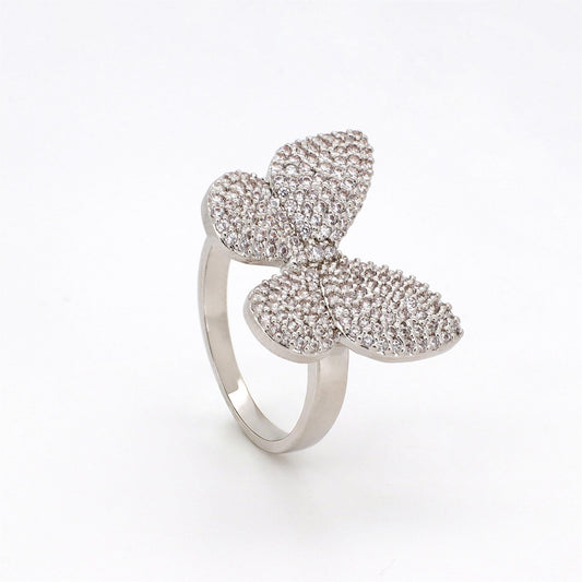 Warm Fortune Colorful Butterfly Promise Ring for Her - 18K Gold Plated Cubic Zirconia, Fashion Statement Jewelry for Women, Size 8