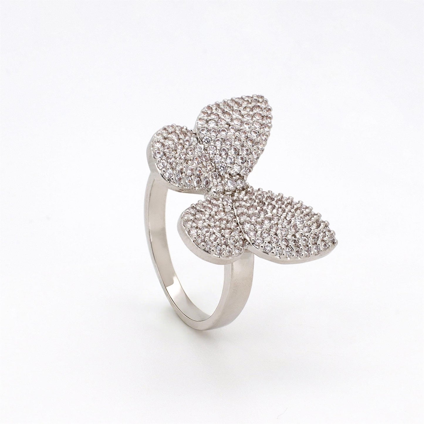 Warm Fortune Butterfly Promise Ring for Her - 18K Gold Plated Cubic Zirconia, Fashion Statement Jewelry for Women, Size 8