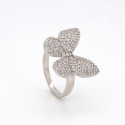 Warm Fortune Butterfly Promise Ring for Her - 18K Gold Plated Cubic Zirconia, Fashion Statement Jewelry for Women, Size 8