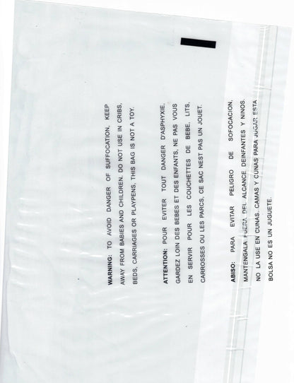 Warm Fortune Self-Sealing Clear Poly Mailer Bags, Permanent Adhesive, Strong Adhesive,  with Suffocation Warning for Packing Clothes, Packaging, Shipping, and FBA