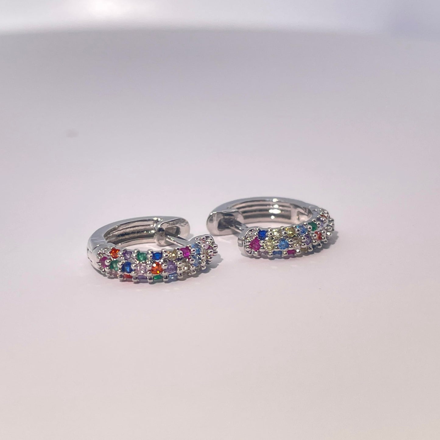 Warm Fortune 18K Gold Plated Multi-Color Square Shape Cubic Zirconia Hoop Earrings for Women Hypoallergenic - Valentine's Day, Mother's Day, Birthday Gift for Her