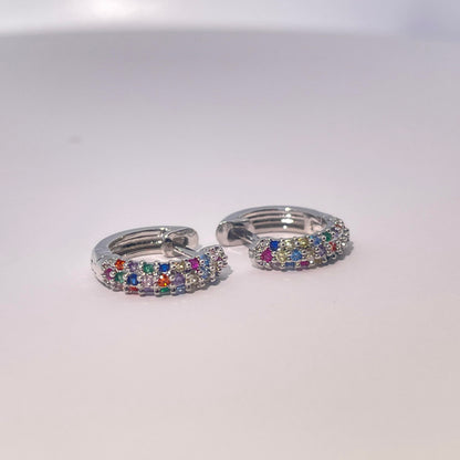 Warm Fortune 18K Gold Plated Multi-Color Square Shape Cubic Zirconia Hoop Earrings for Women Hypoallergenic - Valentine's Day, Mother's Day, Birthday Gift for Her