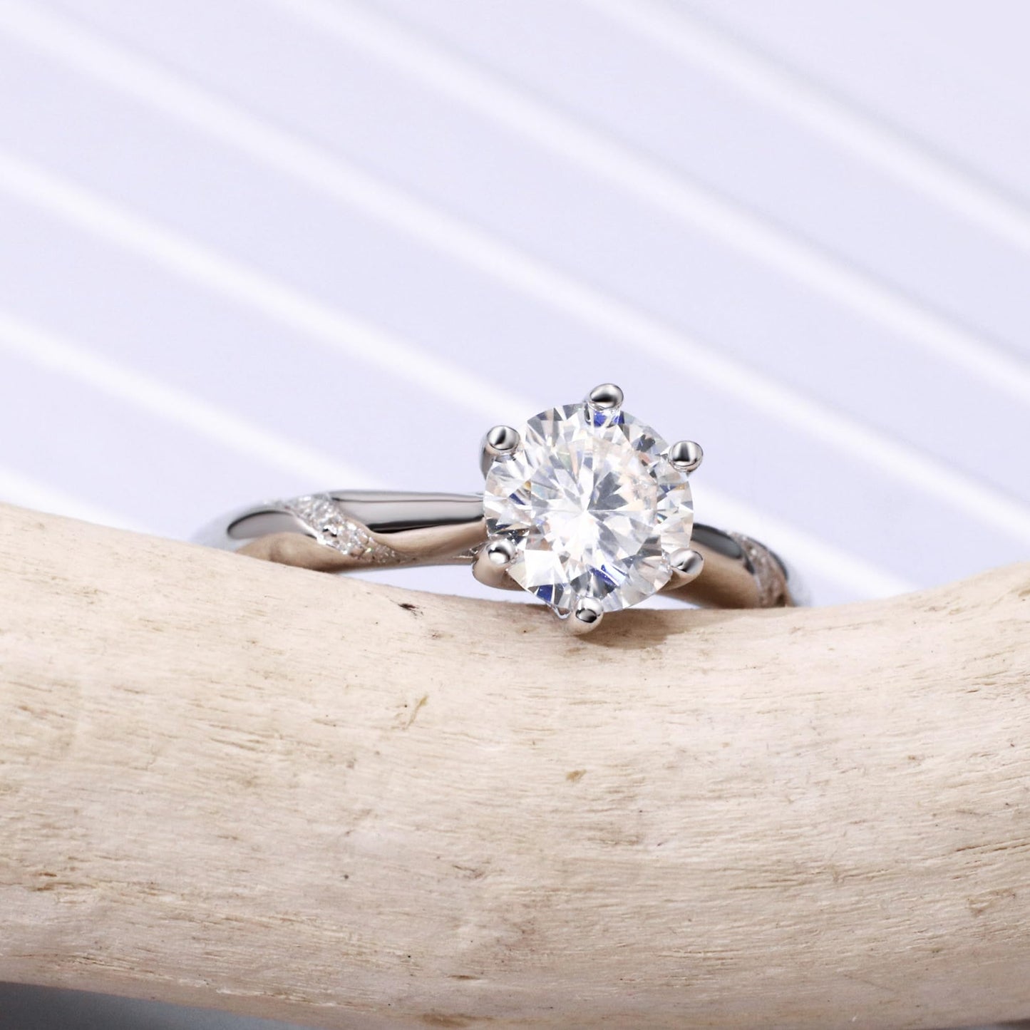 Warm Fortune Moissanite Engagement Ring for Women, 0.5/1.0/2.0ct DE VVS Lab Created,925 Sterling Silver with 18K White Gold Plated Anniversary Ring, Gift for Her Promise Ring, Size 6.5