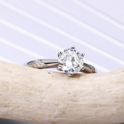 Warm Fortune Moissanite Engagement Ring for Women, 0.5/1.0/2.0ct DE VVS Lab Created,925 Sterling Silver with 18K White Gold Plated Anniversary Ring, Gift for Her Promise Ring, Size 6.5