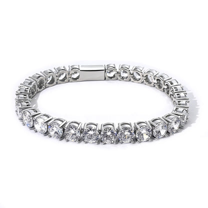 Warm Fortune Classic Round Stone Tennis Bracelet for Women, White Gold Plated, Clear CZ, 7 Inch, Single Row Stone Design