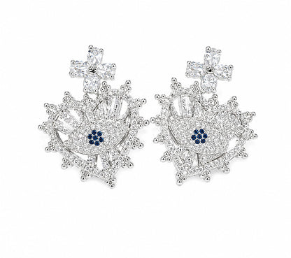 Warm Fortune 18K Gold Plated Snowflake Flower Cubic Zirconia Stud Earrings for Women Hypoallergenic - Valentine's Day, Mother's Day, Birthday Gift for Her