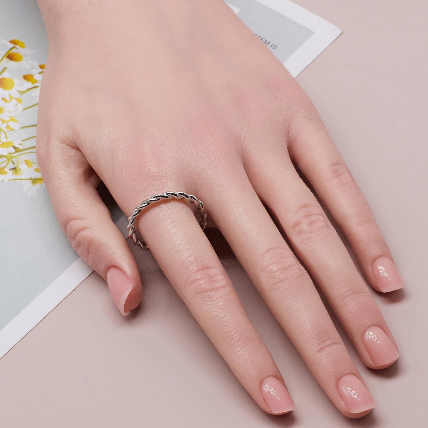 Warm Fortune Twisted Rope Stackable Ring for Women, 18K Gold Plated Thin Braided Band, Dainty Minimalist Eternity Ring, Everyday & Layering Jewelry, Size 5-8