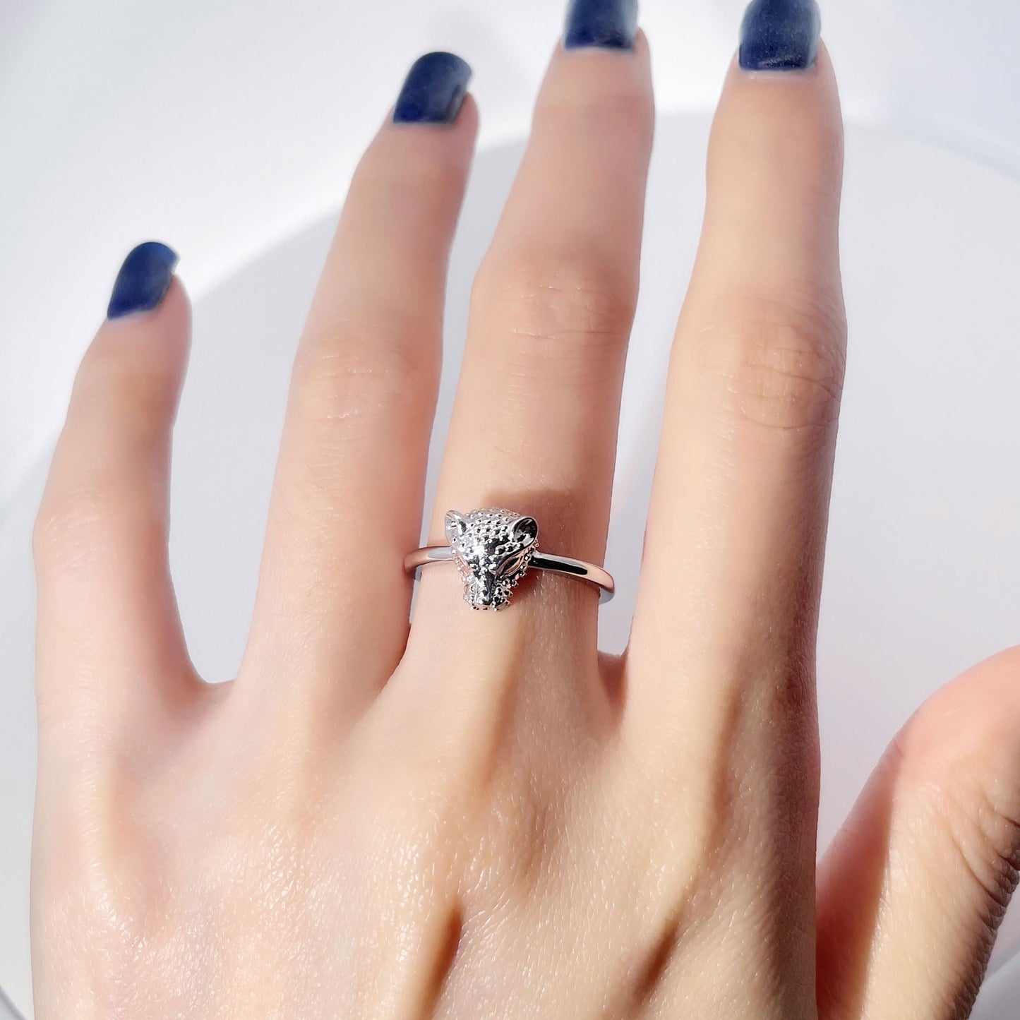 Warm Fortune Leopard Head Promise Ring for Her - 18K Gold Plated Cubic Zirconia, Stackable Gift Valentine's Day, Fashion & Daily Elegant Wear, Adjustable