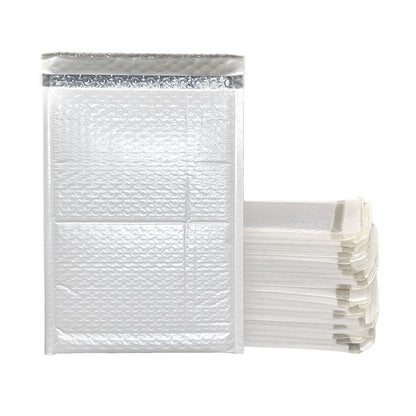 Warm Fortune 8”x12” Self-Sealing White/Gray Bubble Poly Mailer Bags, Padded Envelopes for Packaging and Shipping, Mailing Envelopes, Cushioning Envelopes, Packing and Shipping, Water Resistant