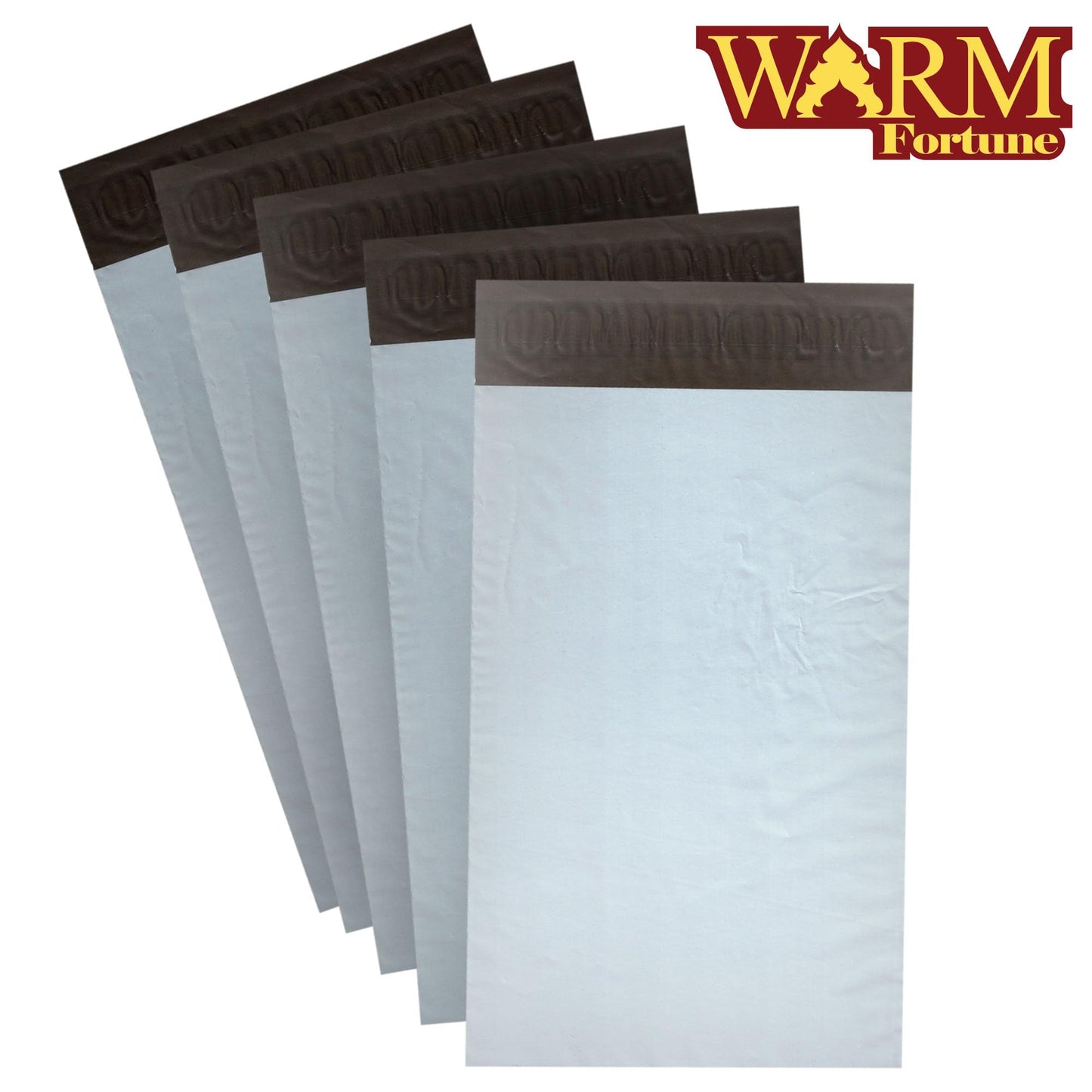 Warm Fortune's Poly Mailer, Sets of 100 (White/Gray) - Self Sealing Mailing Bag Strong & Opaque / 10”x13” (10"x13", 2, Set)