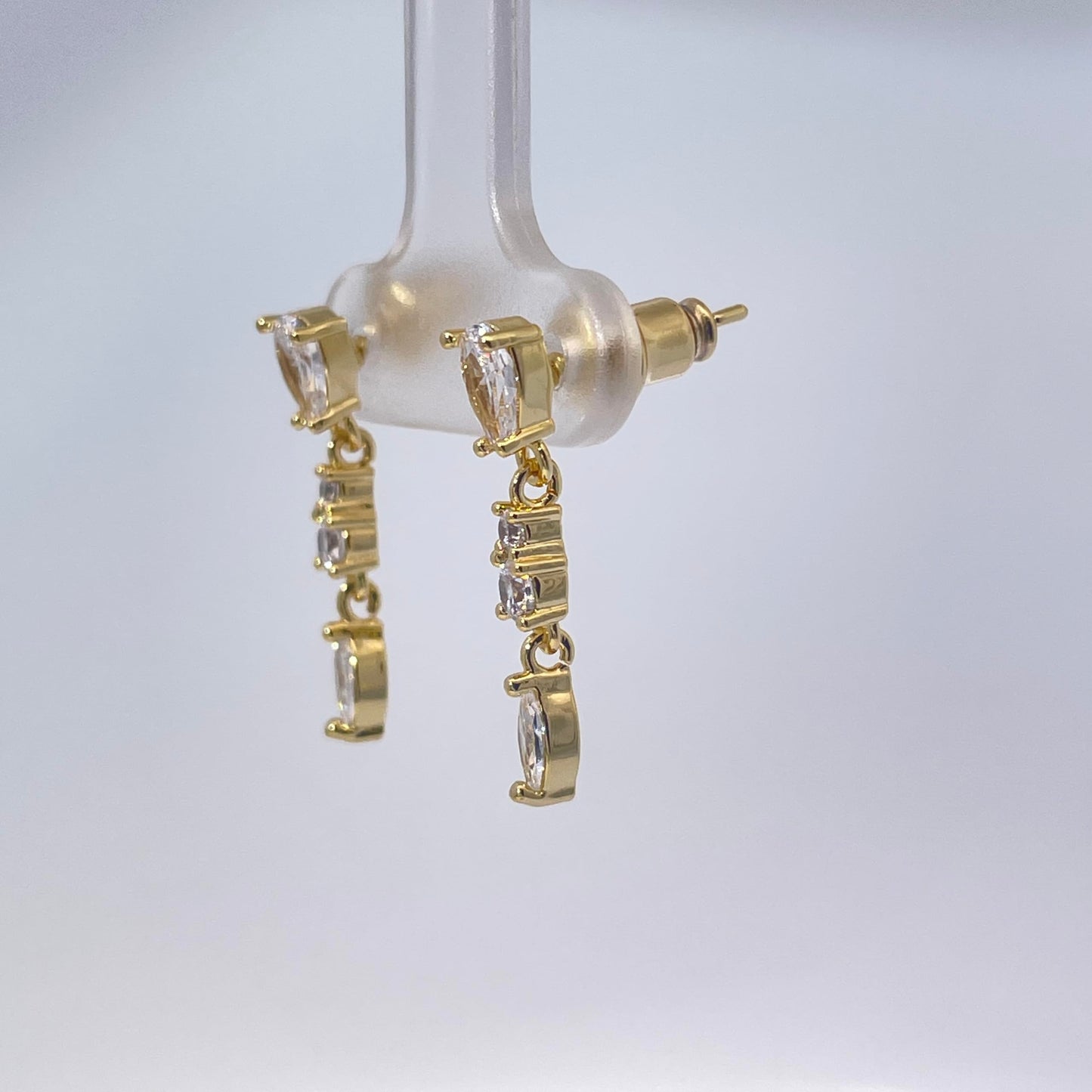 Warm Fortune Cubic Zirconia Drop Earrings for Women, Gold Plated,Gift for Her,Hypoallergenic