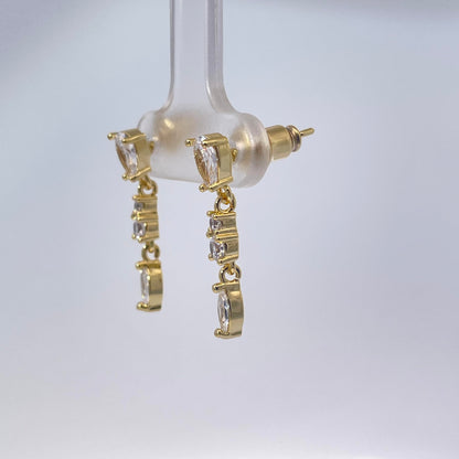 Warm Fortune Cubic Zirconia Drop Earrings for Women, Gold Plated,Gift for Her,Hypoallergenic