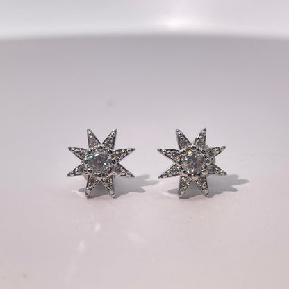 Warm Fortune 18K Gold Plated Star & Round Shape Cubic Zirconia Stud Earrings for Women Hypoallergenic - Valentine's Day, Mother's Day, Birthday Gift for Her