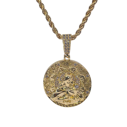 Warm Fortune Hip Hop Pendant Necklace for Women Men,Gold Plated Cubic Zirconia,18+2inch Chain,Street Style Fashion Jewelry