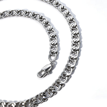 Warm Fortune 18K White Gold Plated Interlocking Curb Chain Necklace