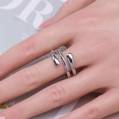 Warm Fortune Double Twist Open Band Ring for Women - 18K Silver Plated Minimalist Stackable Ring, Daily Casual Jewelry Gift, Size 5-8
