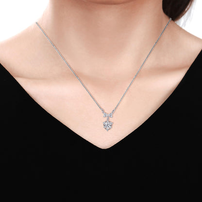 Warm Fortune Moissanite Pendant Necklace for Women, 0.5/1.0 ct DE VVS, 18K White Gold Plated Sterling Silver, 16 inch + 2inch Chain