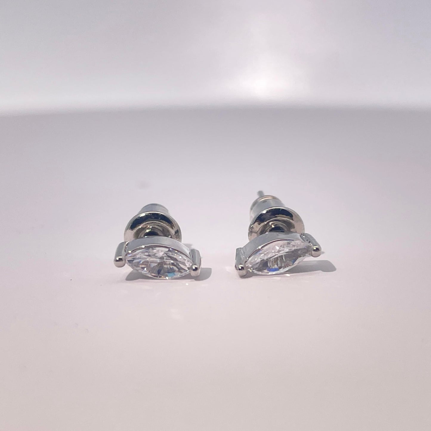 Warm Fortune 18K Gold Plated Marquise Shape Cubic Zirconia Stud Earrings for Women Hypoallergenic - Valentine's Day, Mother's Day, Birthday Gift for Her