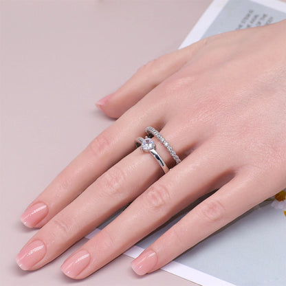 Warm Fortune Mixed-Cut Multi-Stone Wave Promise Ring for Her - 18K Gold Plated Cubic Zirconia, Stackable Valentine Gift Jewelry, Size 5.5-9.5