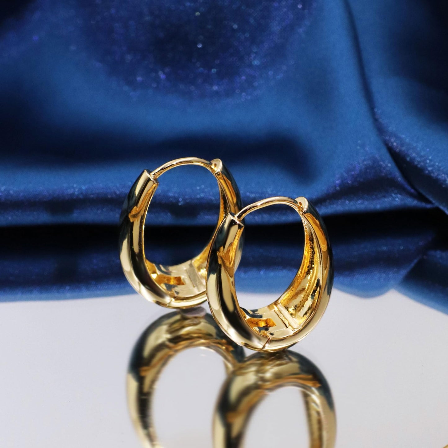 Warm Fortune 18K Heavy Gold Teardrop Hoop Earrings for Women, 0.075μm Luxury Plating, Hypoallergenic